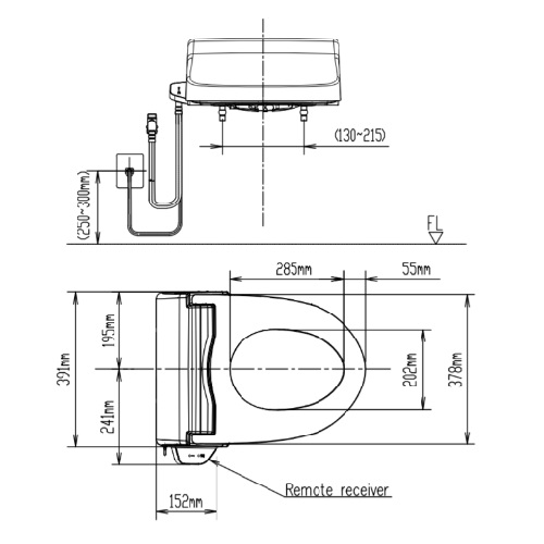 Bản vẽ kĩ thuật của Nắp rửa bồn cầu thông minh American Standard CEAS7SR1-0100510PO